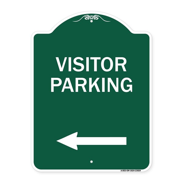 Signmission Reserved Parking Visitor Parking Arrow Pointing Left, Green & White Alum, 18" x 24", GW-1824-23024 A-DES-GW-1824-23024 - main